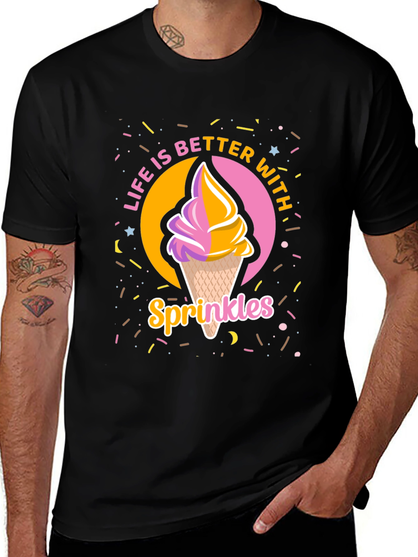 Black Life is Better with Sprinkles Black T-Shirt main image