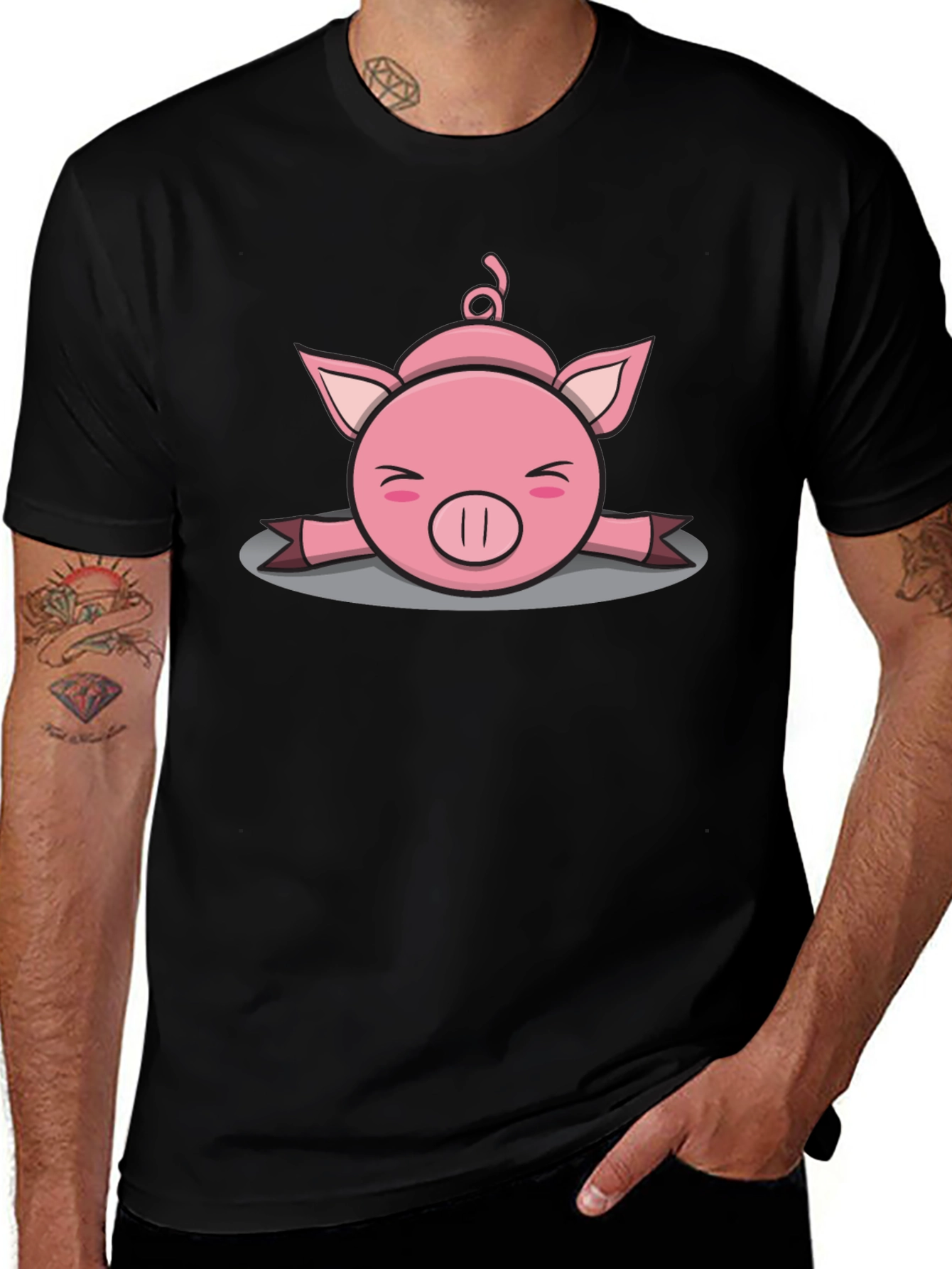 Variant 8 of Funny Pig T-Shirt - Splat Design - Cute Cartoon Tee