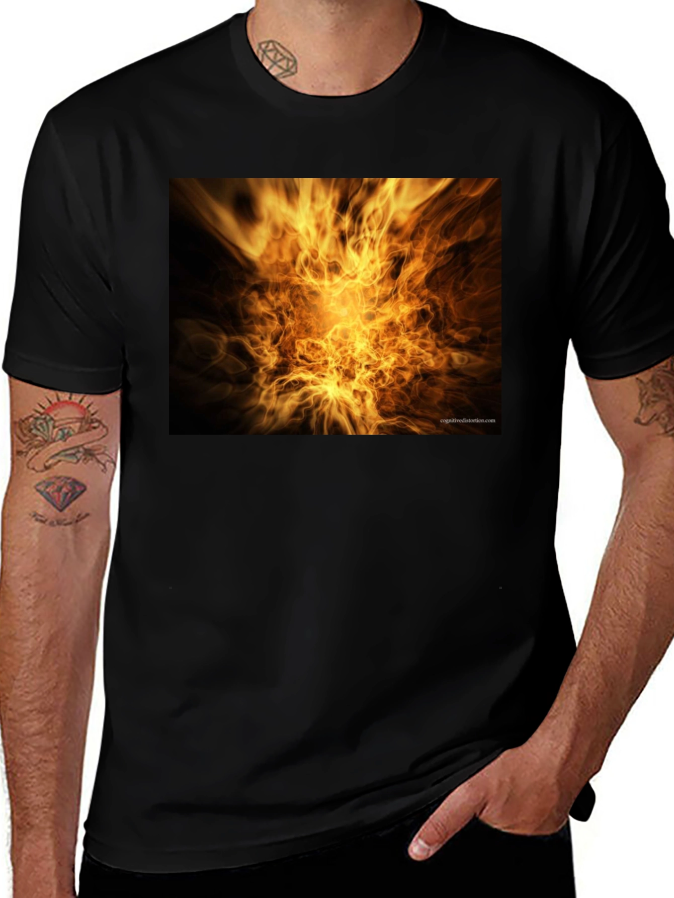 Variant 14 of Fiery Vortex Graphic Black T-Shirt