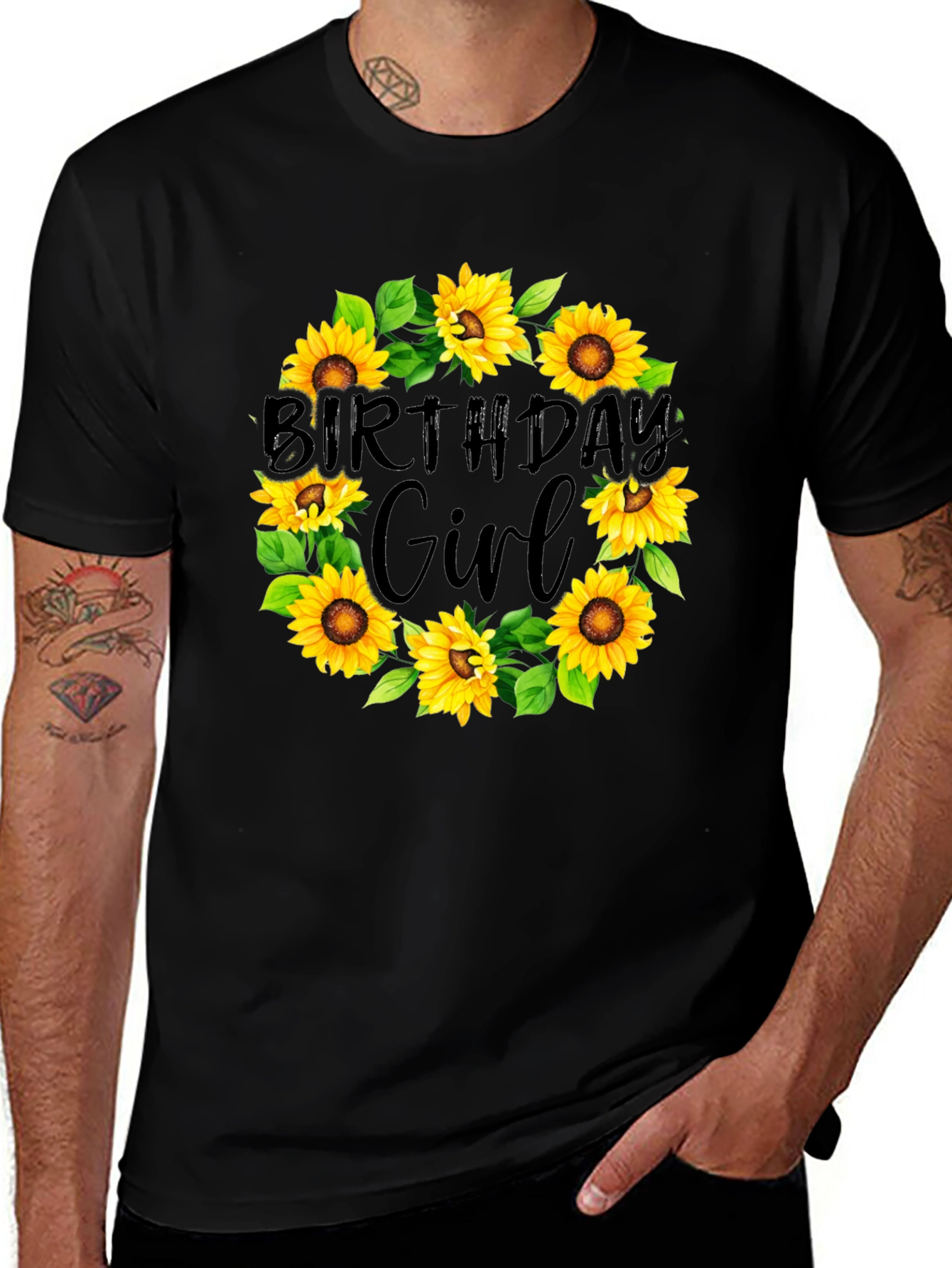 Birthday Girl Sunflower Wreath T-Shirt
