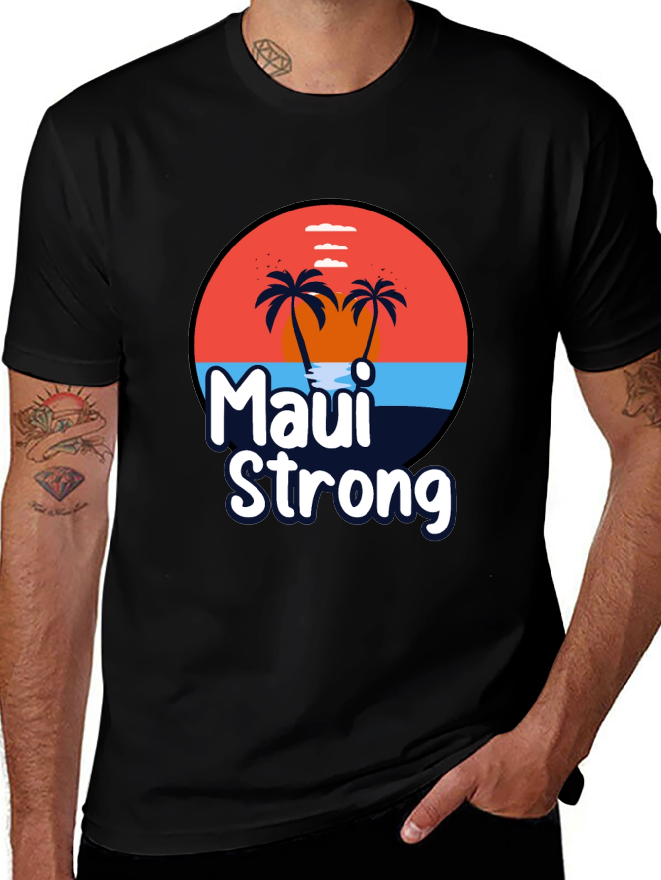 Maui Strong T-Shirt Palm Tree Sunset