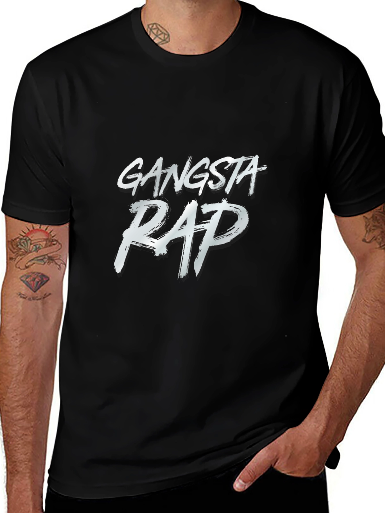 Variant 12 of Gangsta Rap Graphic Tee - Black T-Shirt