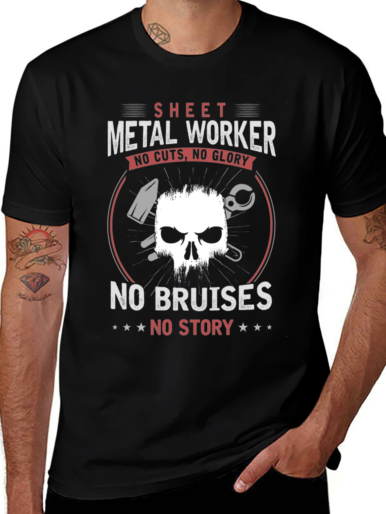 Variant 30 of Sheet Metal Worker Skull Graphic T-Shirt