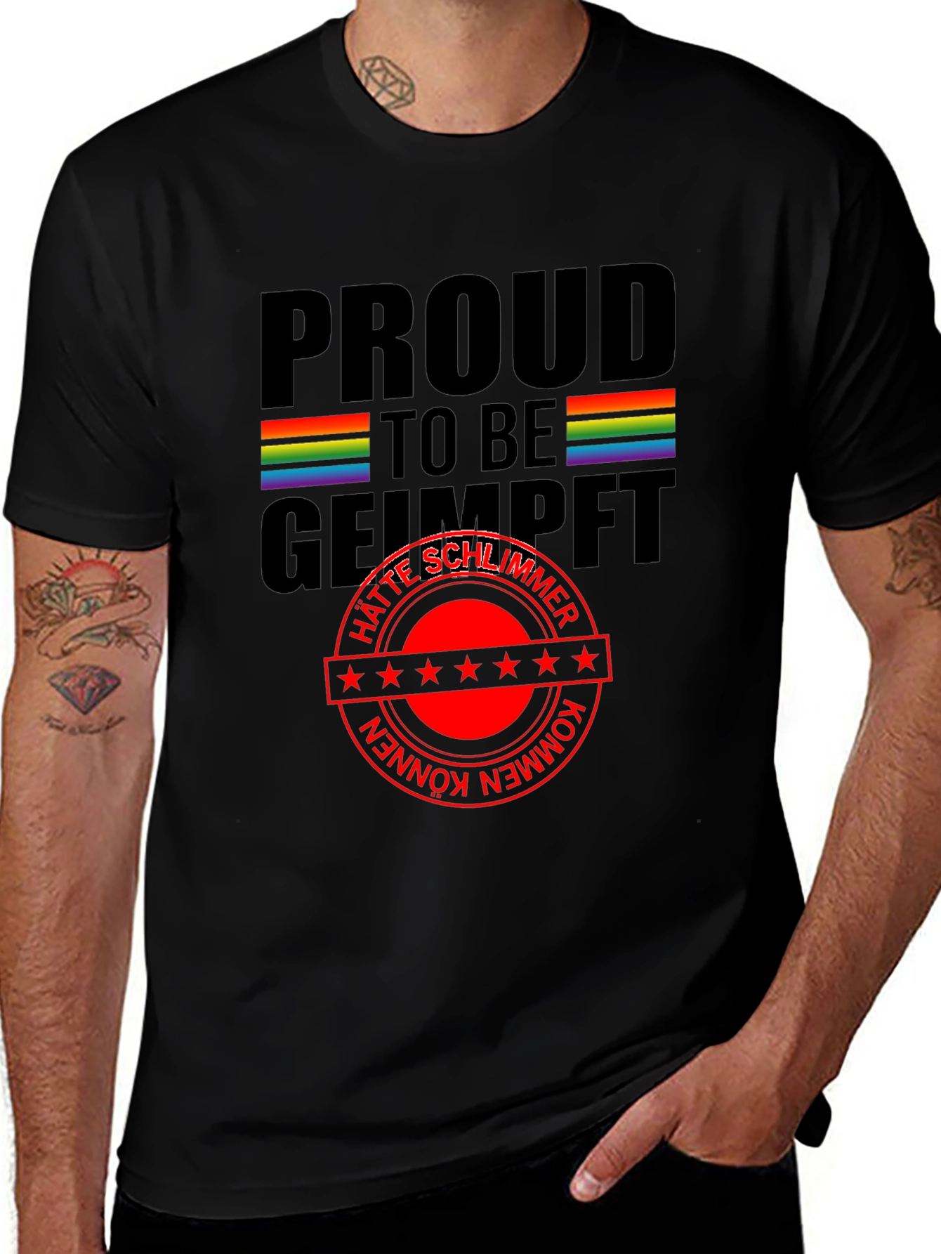 Black Proud to be Geimpft T-Shirt main image