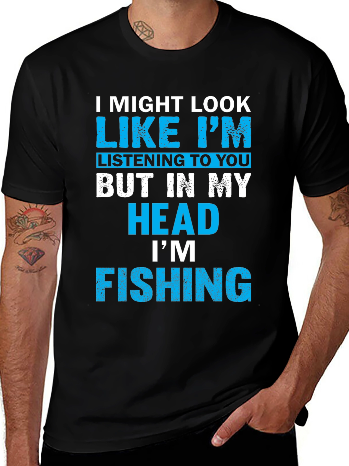 Variant 15 of Funny Fishing T-Shirt - I Might Look Like I'm Listening