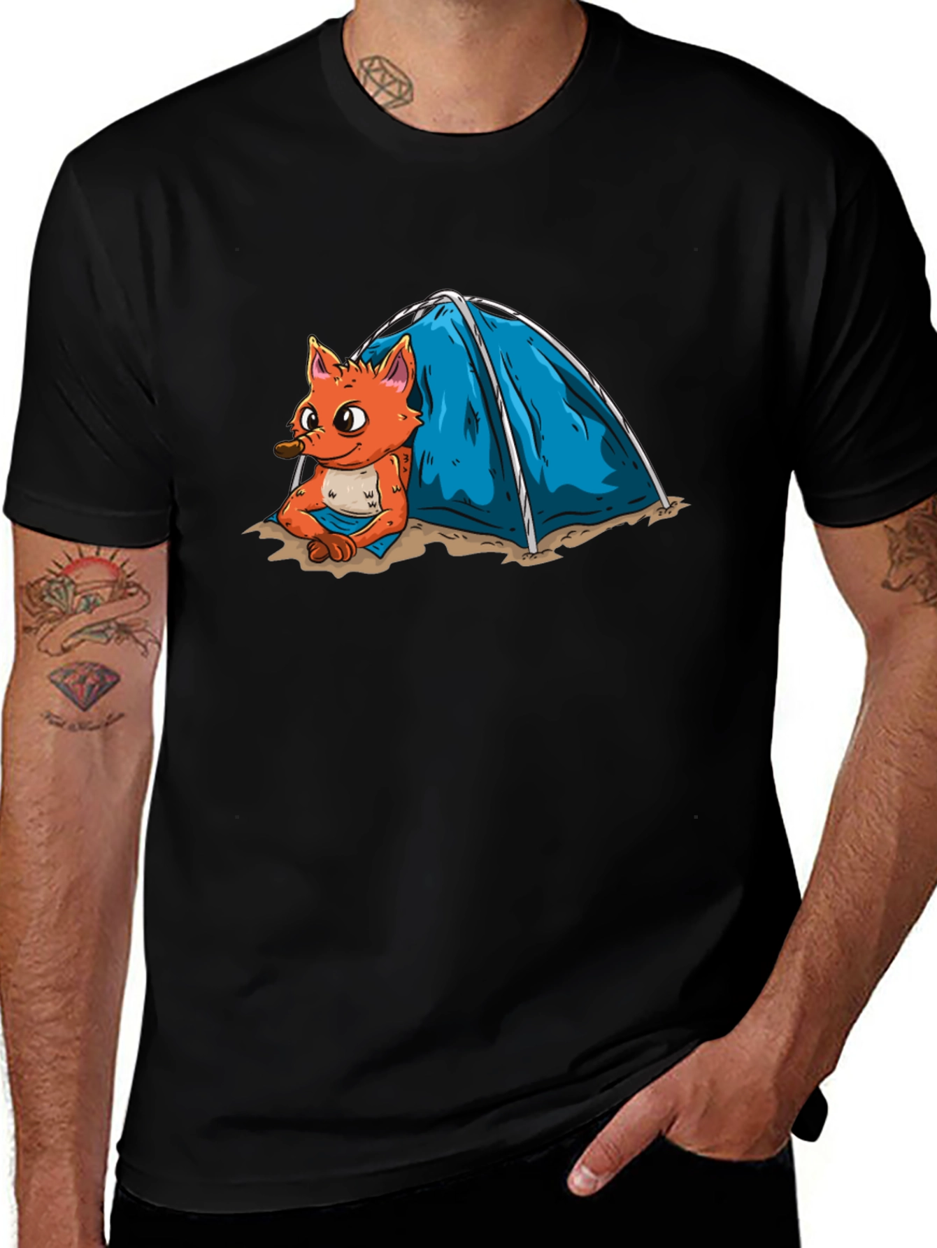 Variant 14 of Cartoon Fox Camping T-Shirt