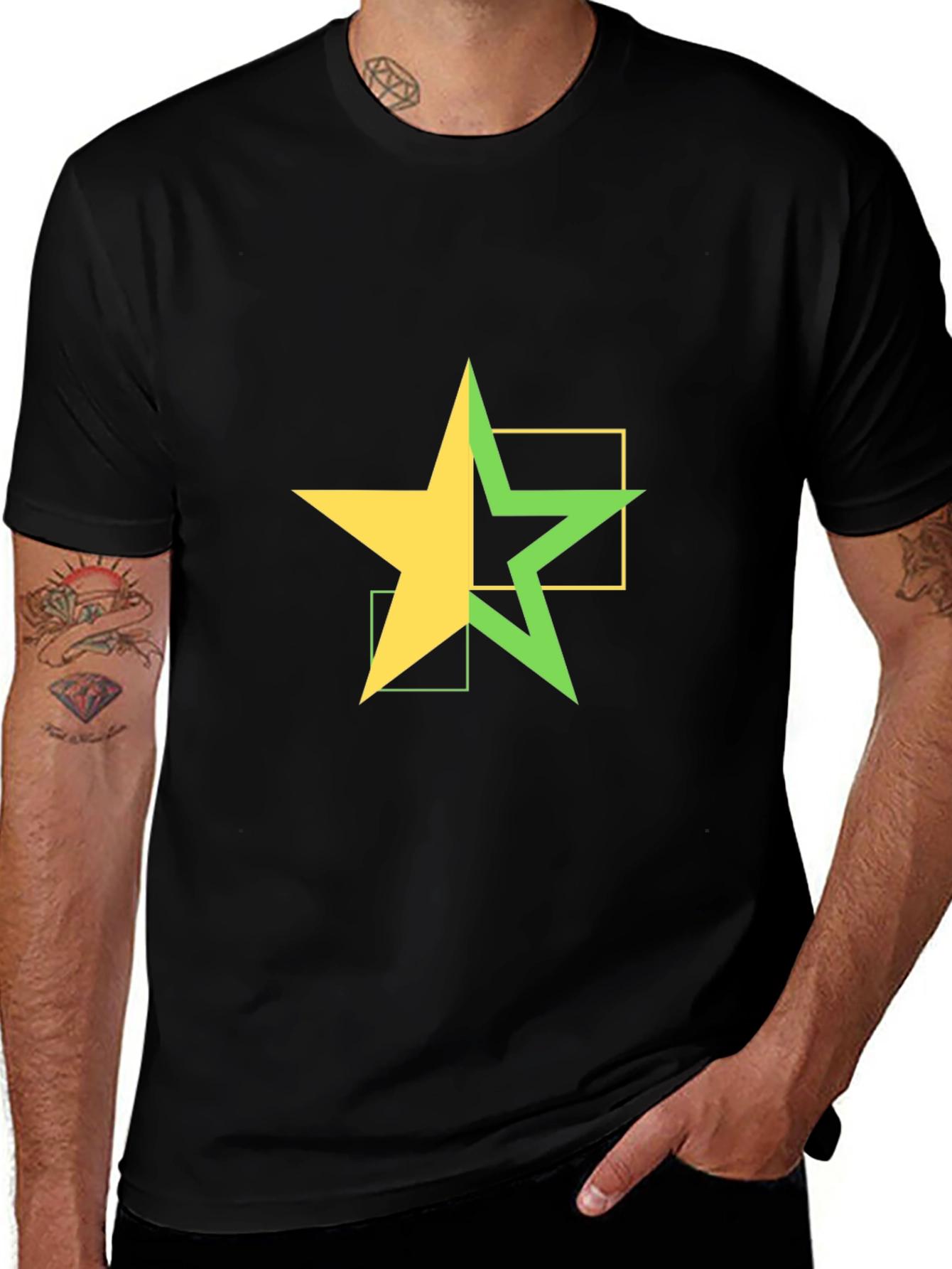 Variant 6 of Modern Star Graphic Tee - Black