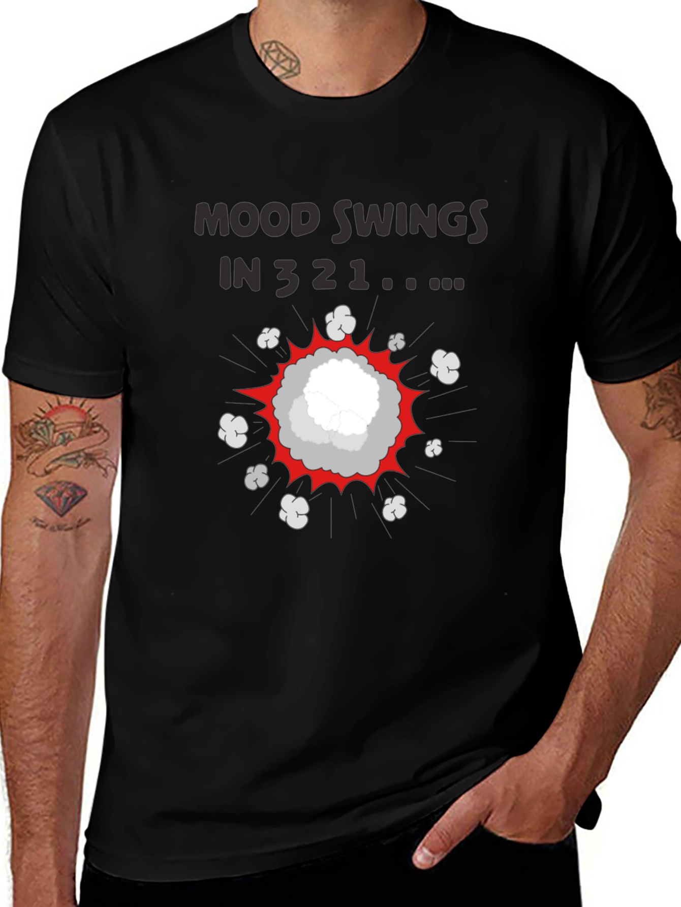 Variant 9 of Mood Swings in 3, 2, 1 Black Graphic Tee