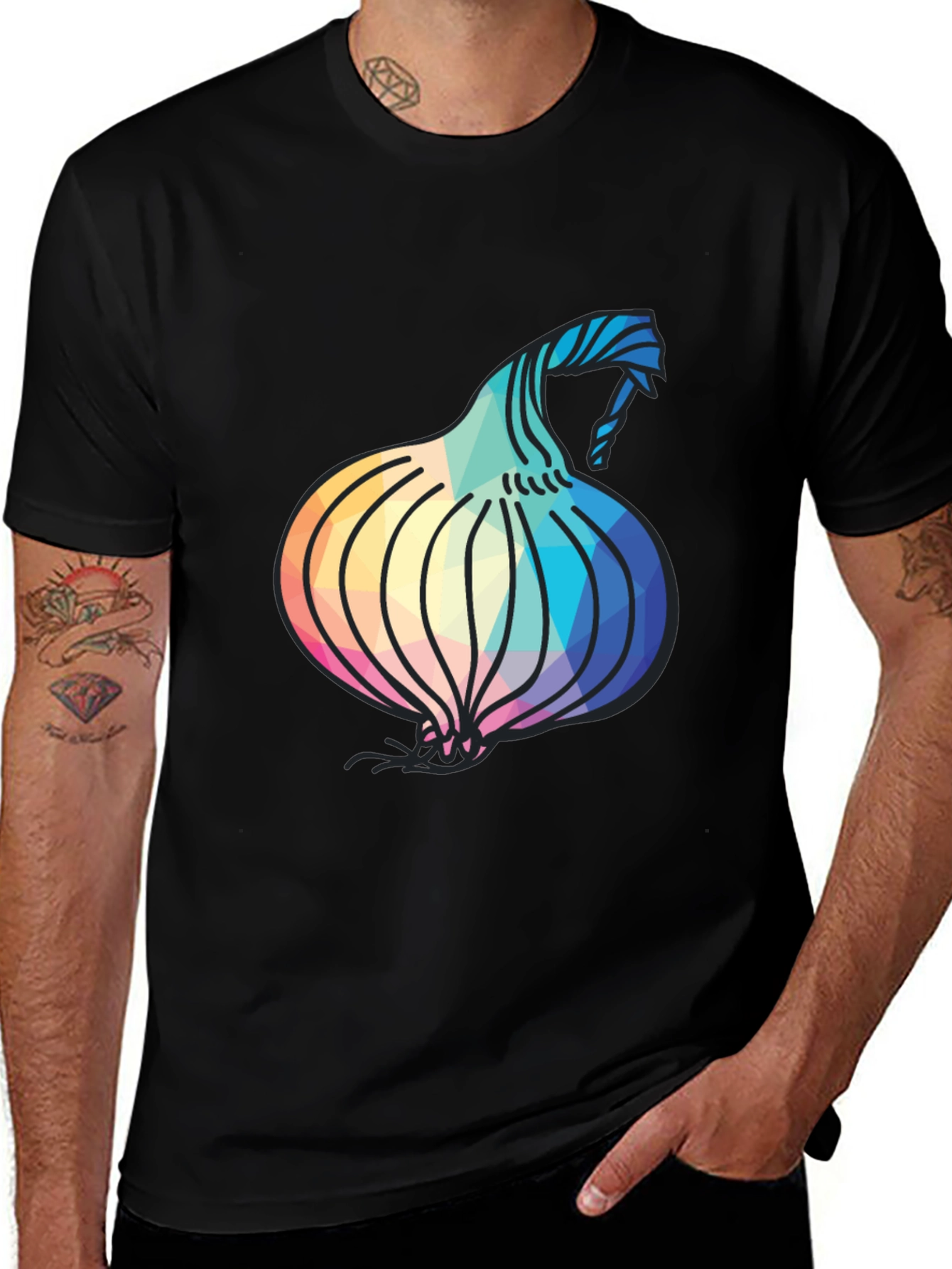 Variant 8 of Geometric Onion Design Black T-Shirt