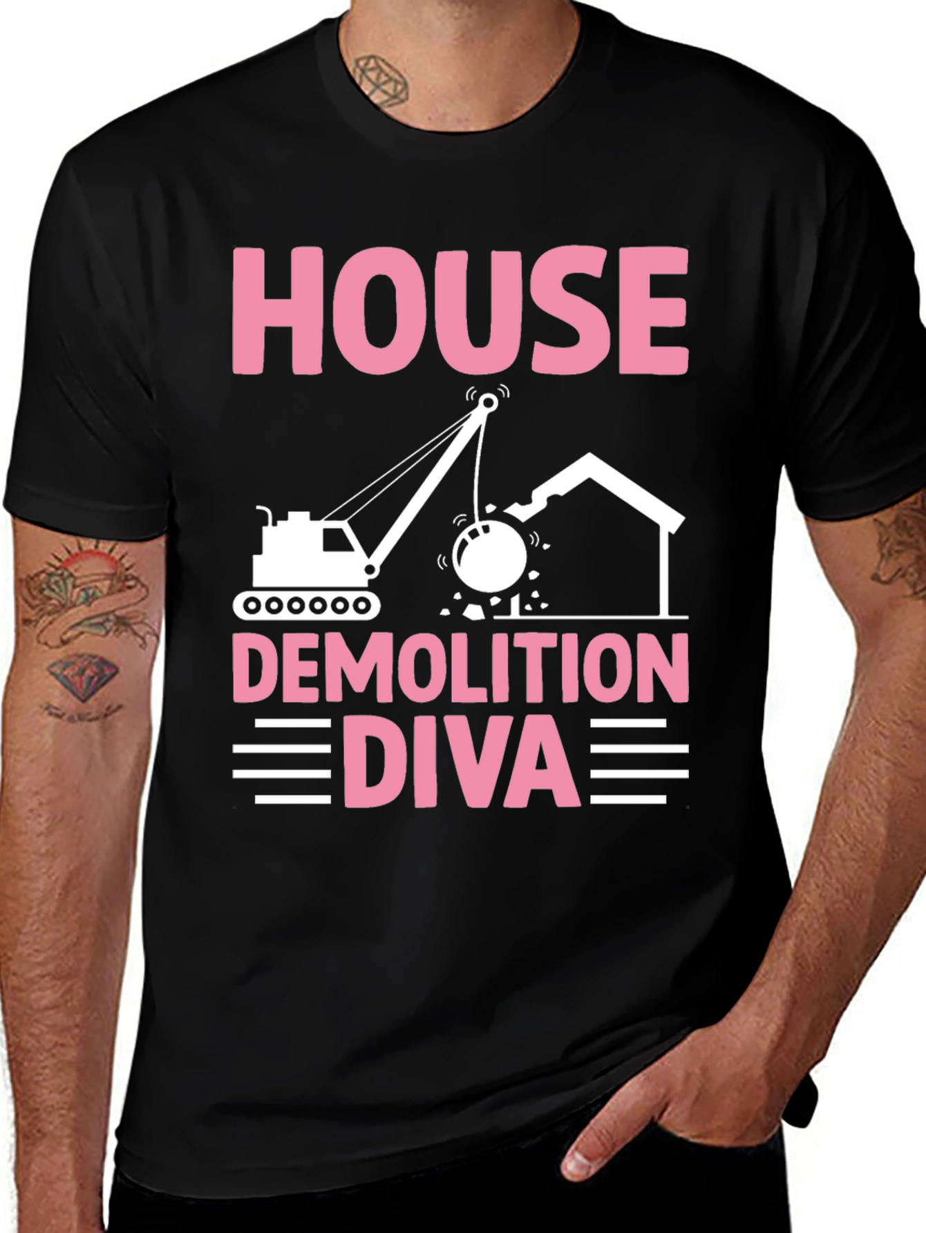 Variant 16 of House Demolition Diva T-Shirt - Construction Humor Tee