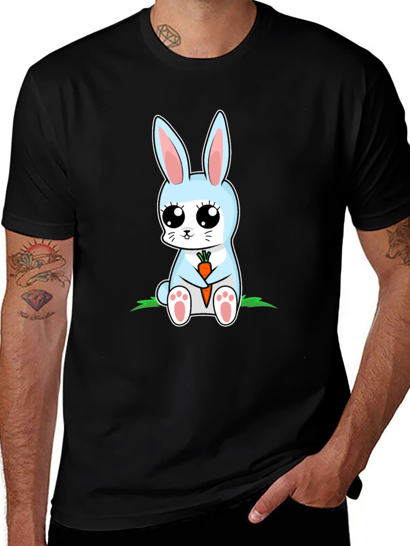 Variant 30 of Cute Bunny Holding Carrot Graphic T-Shirt
