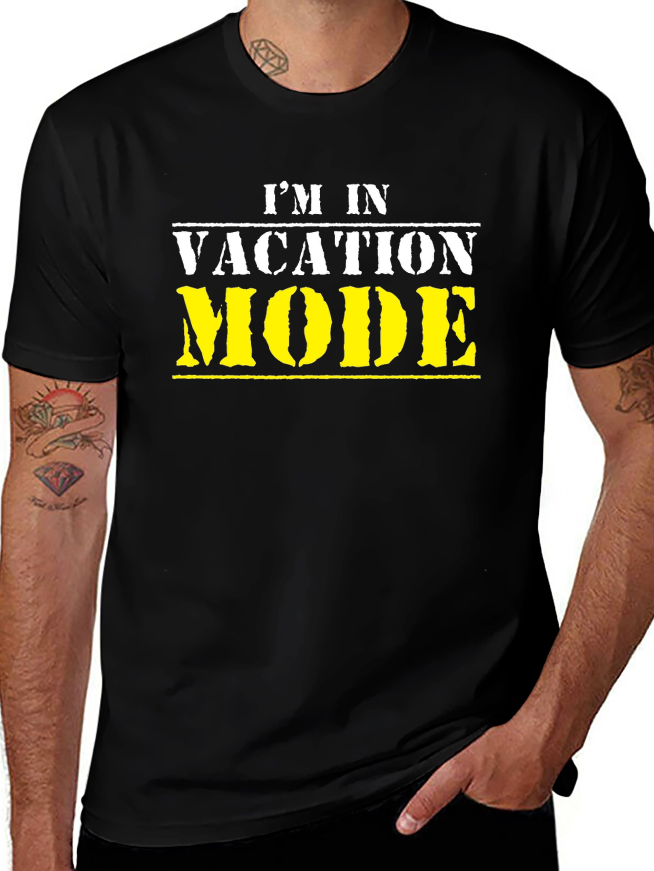 Variant 17 of Vacation Mode T-Shirt - Black Casual Tee