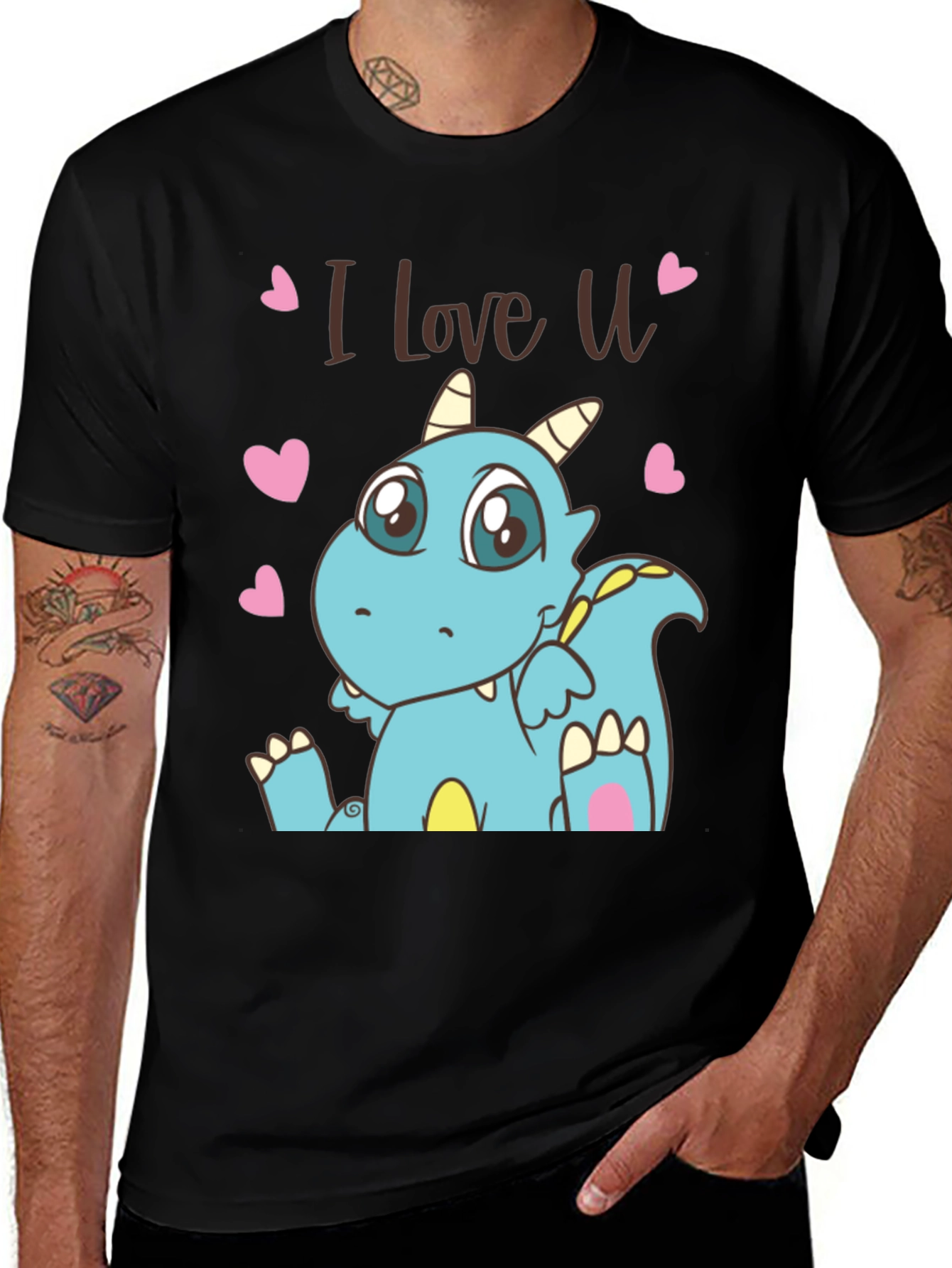 Variant 10 of I Love U Dragon Graphic Tee - Valentine's Day Gift