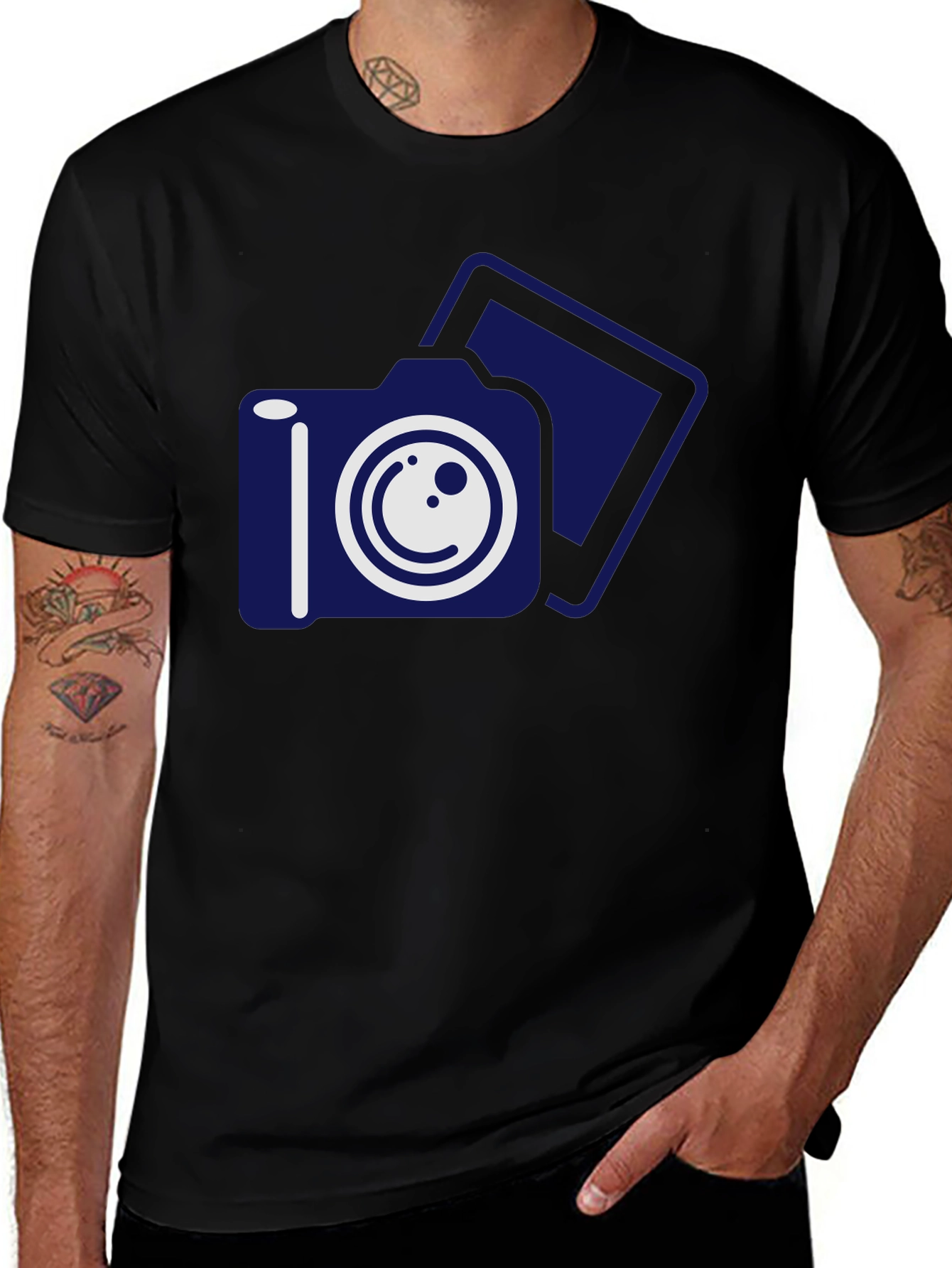 Variant 2 of Camera Graphic Print Black T-Shirt