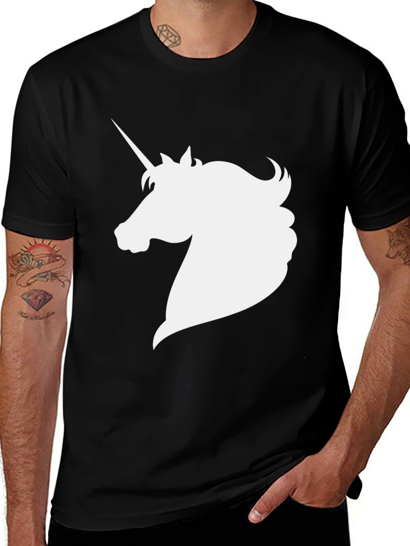 Variant 9 of Unicorn Graphic Tee - Stylish Black Cotton T-Shirt