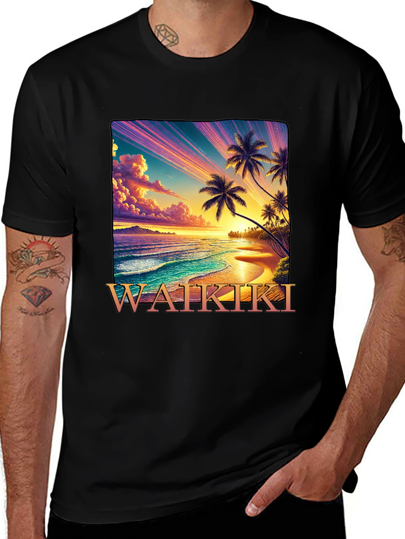 Variant 9 of Waikiki Beach Sunset Graphic Tee