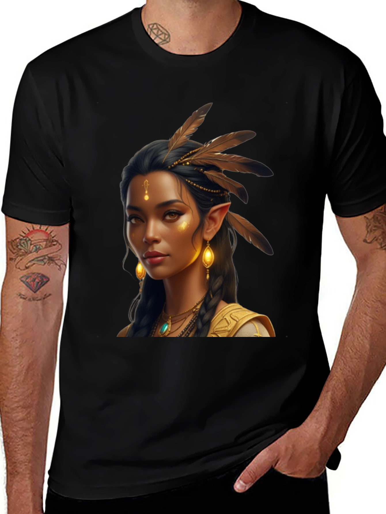 Variant 26 of Enchanting Elf Portrait Graphic Tee - Unisex