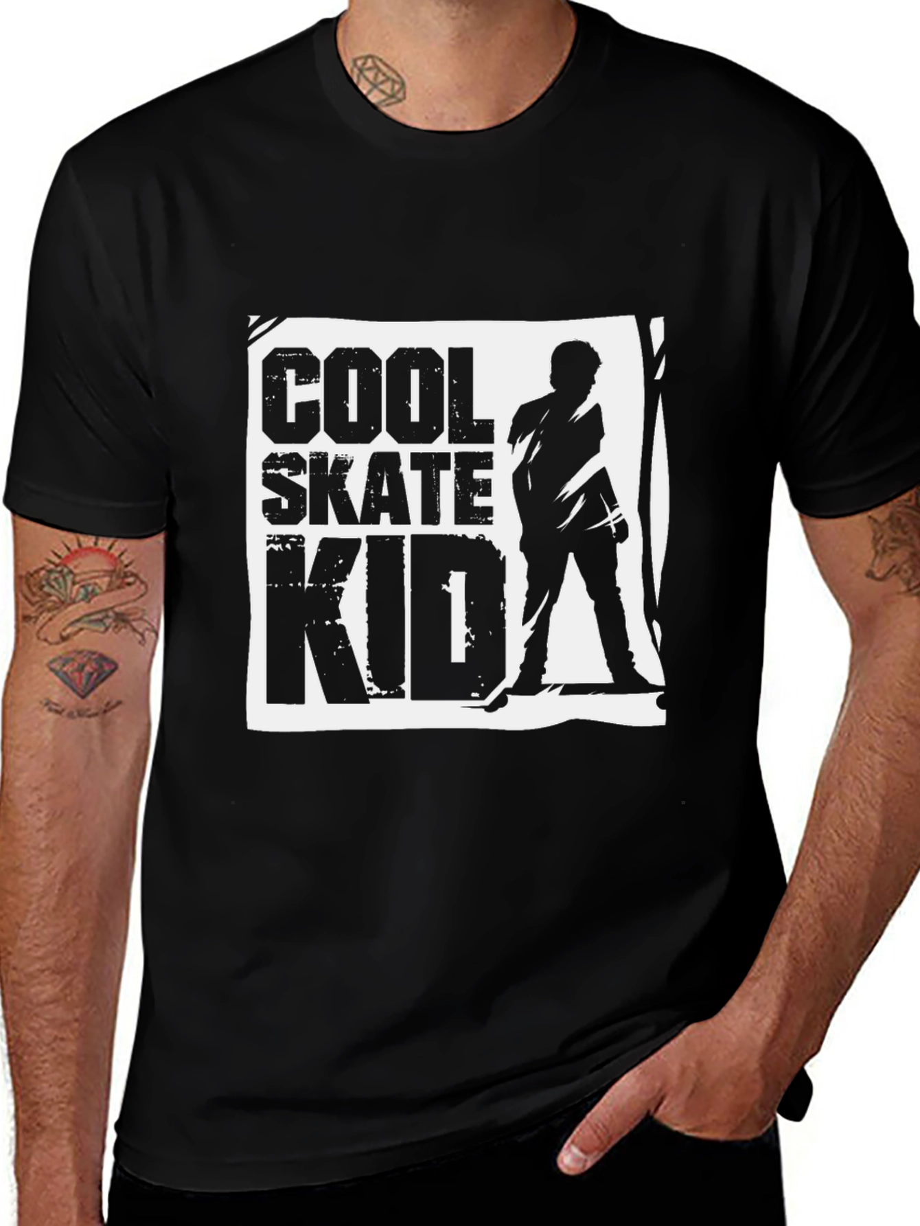 Variant 11 of Cool Skate Kid Graphic Black T-Shirt
