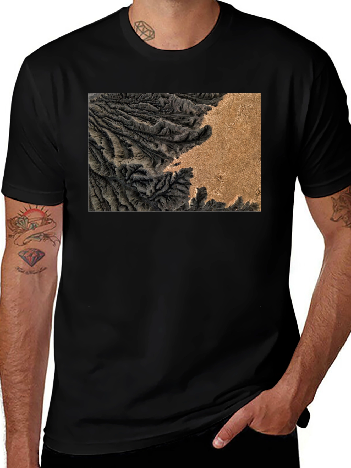 Variant 7 of Terrain Map Graphic Black T-Shirt
