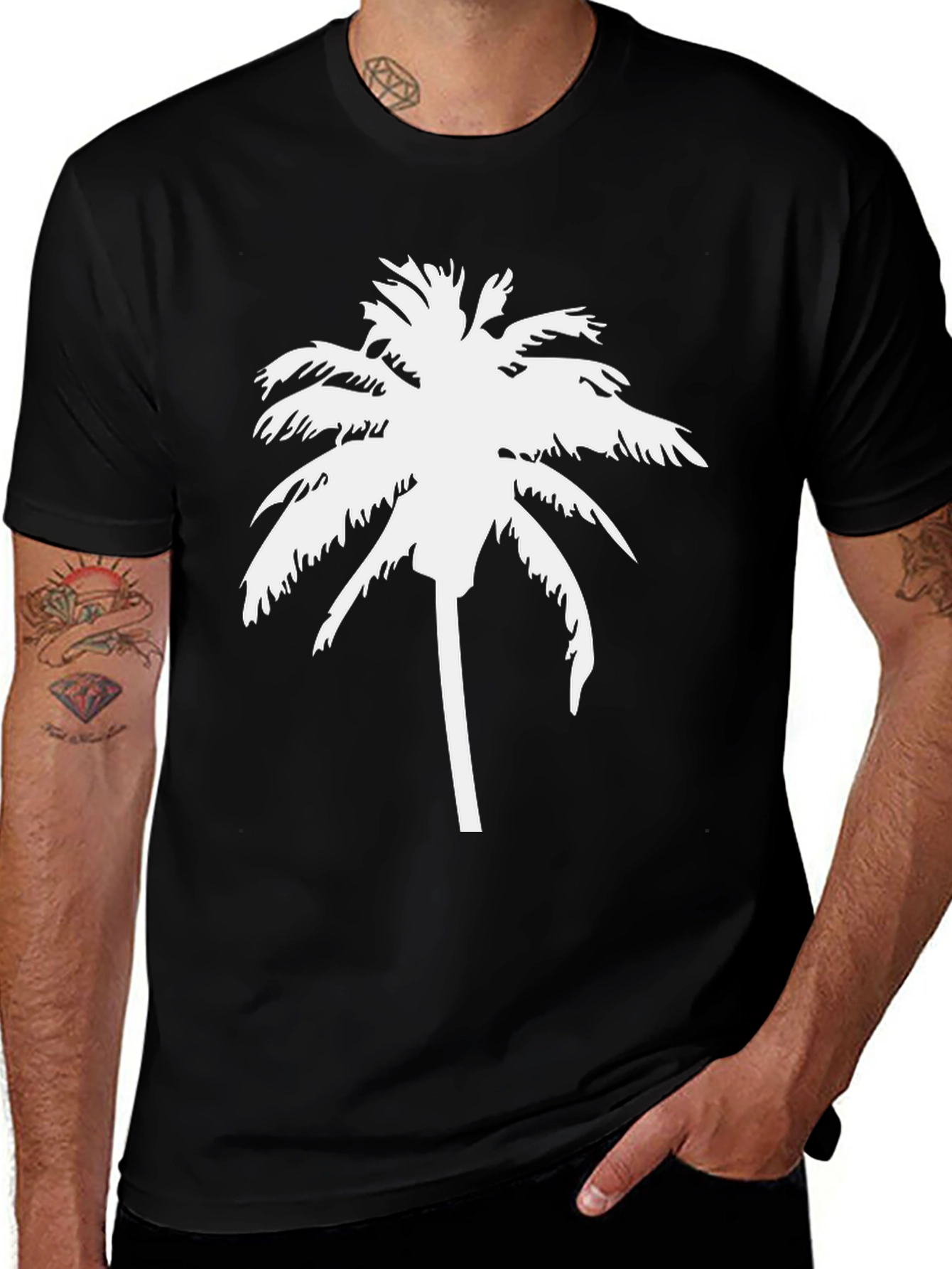 Variant 26 of Palm Tree Graphic Tee - Black
