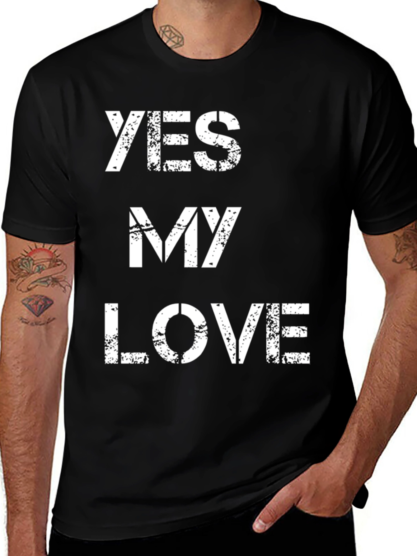 Variant 4 of Yes My Love Graphic Tee - Black Cotton T-Shirt