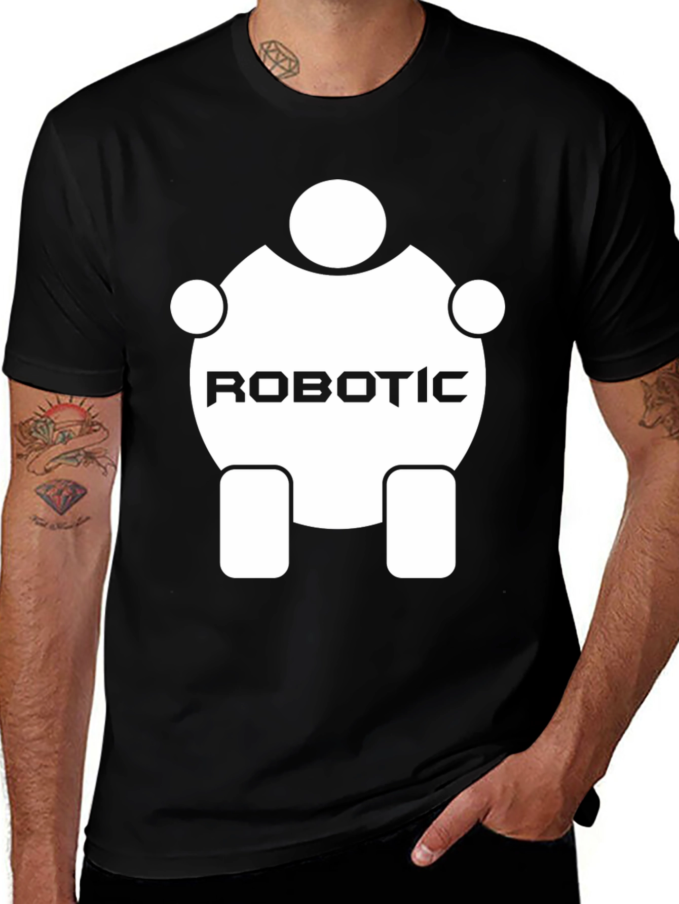 Variant 20 of Robotic Graphic Tee - Unique Design, Black