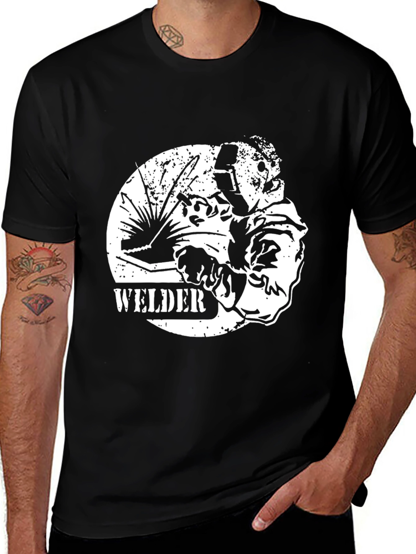 Variant 18 of Welder Graphic Black T-Shirt