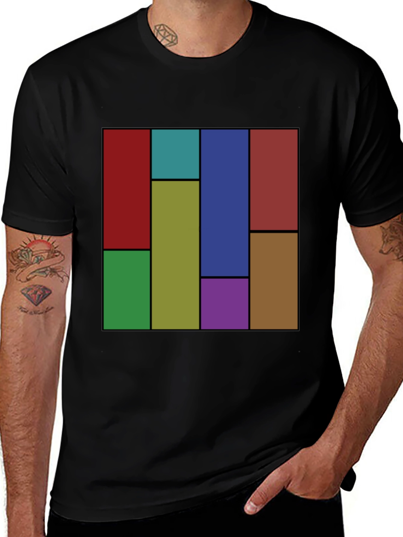 Variant 20 of Modern Geometric Block Color T-Shirt