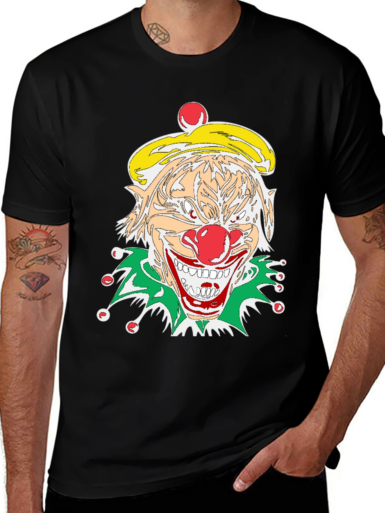 Variant 9 of Scary Clown Face Graphic T-Shirt - Black