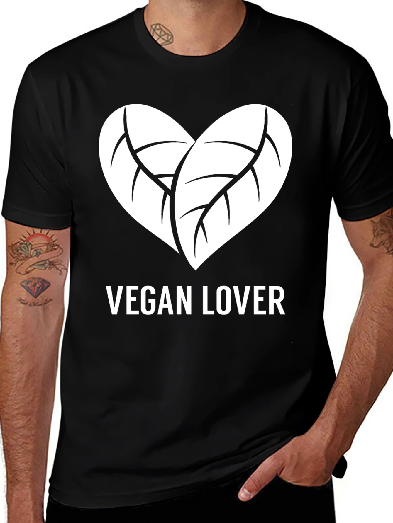 Variant 3 of Vegan Lover T-Shirt - Leaf Heart Design