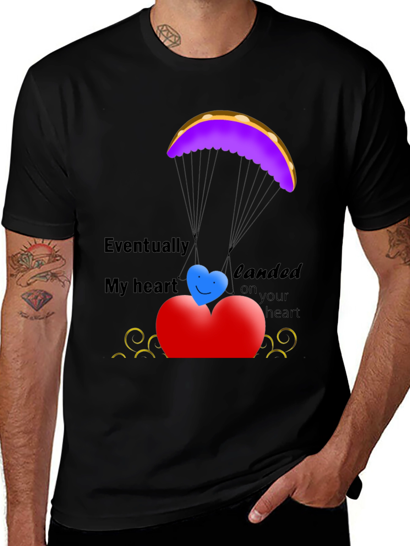 Variant 9 of Heart Landing T-Shirt - Romantic Love Design