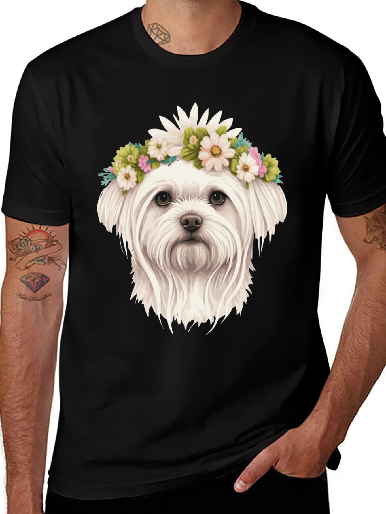 Variant 27 of Dog with Flower Crown Tee
