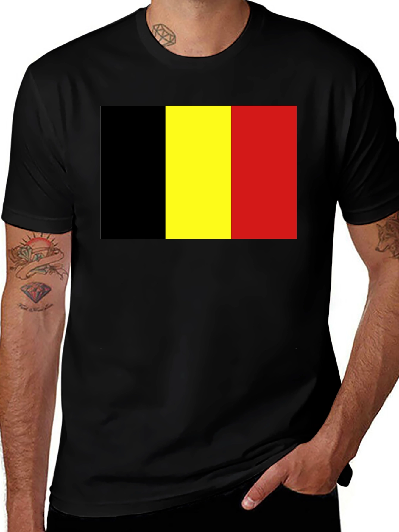 Variant 23 of Belgium Flag Graphic T-Shirt - Black