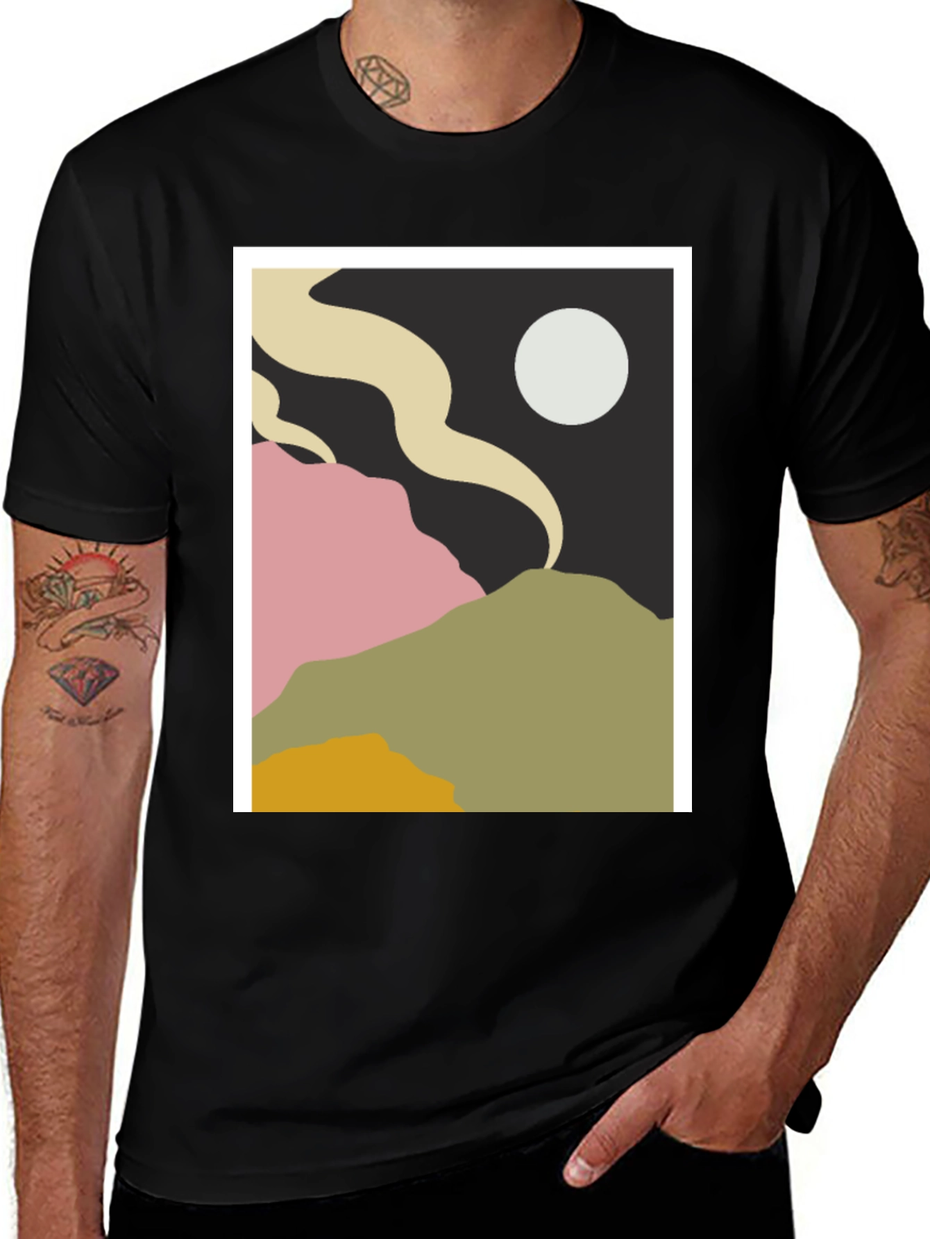Variant 8 of Abstract Landscape Graphic Tee - Modern Art Shirt