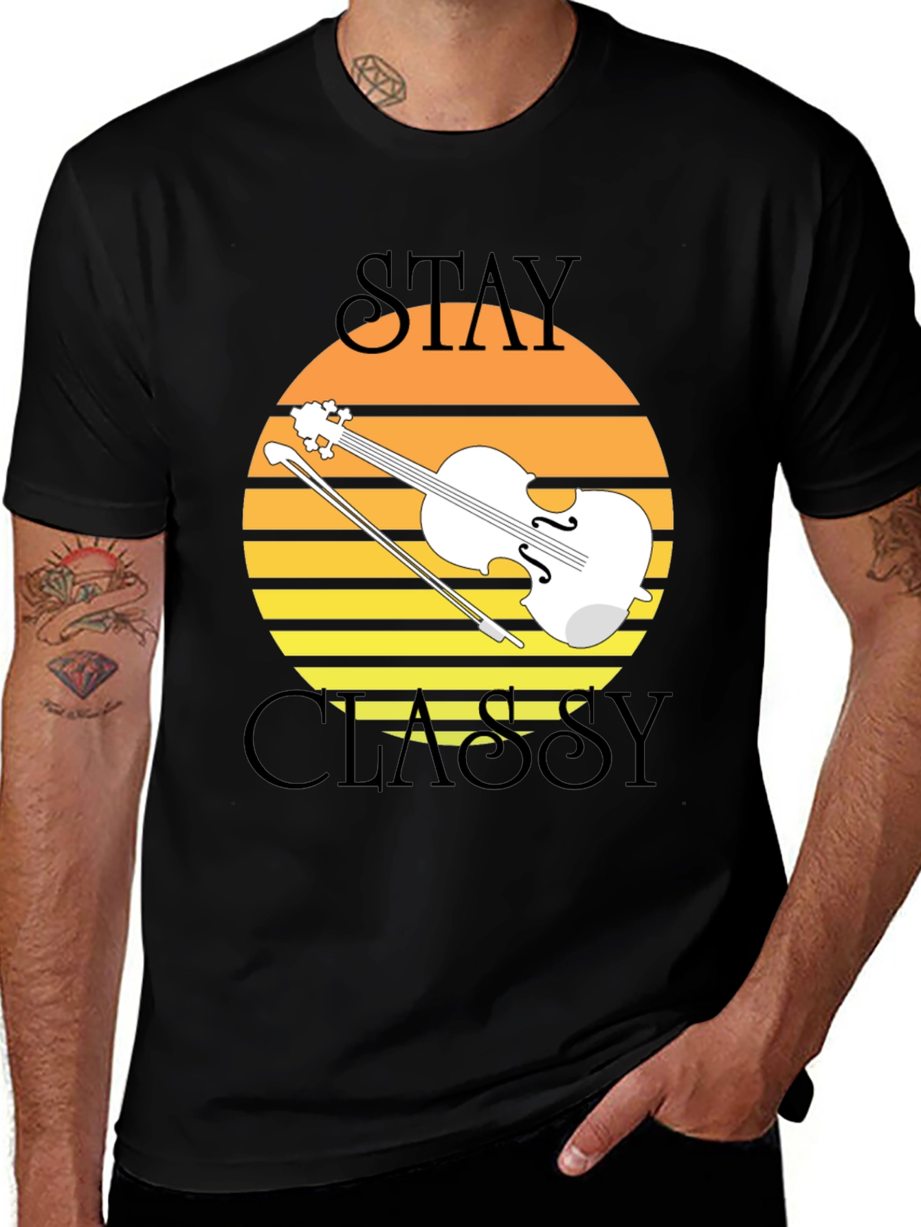 Variant 28 of Stay Classy Violin Sunset Graphic Tee