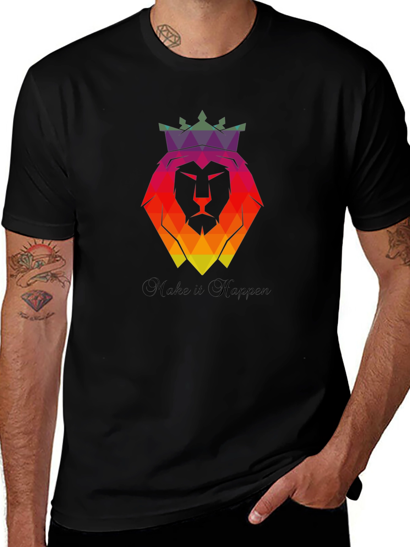 Variant 4 of Geometric Lion King Graphic Tee