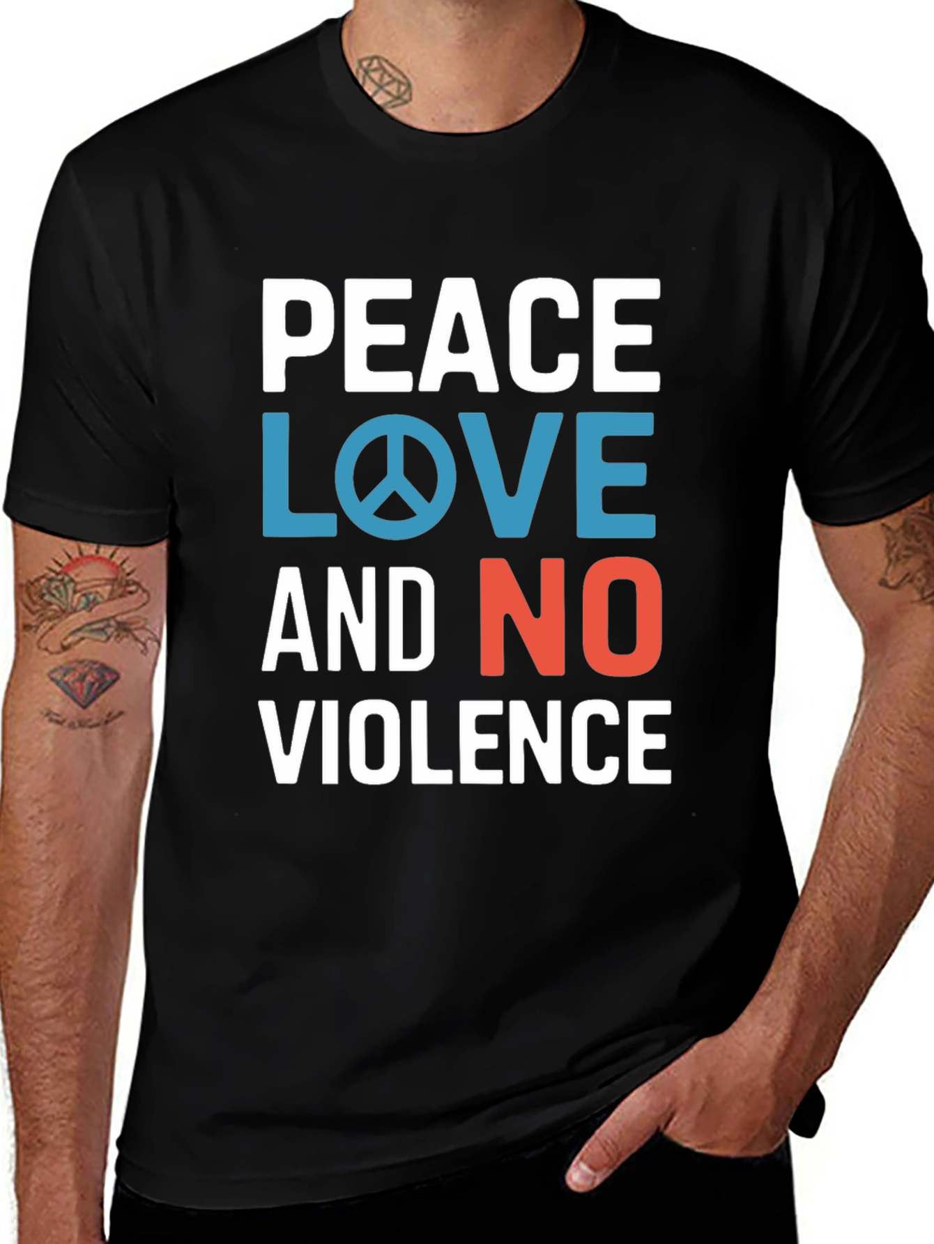 Variant 12 of Peace Love and No Violence Graphic Tee