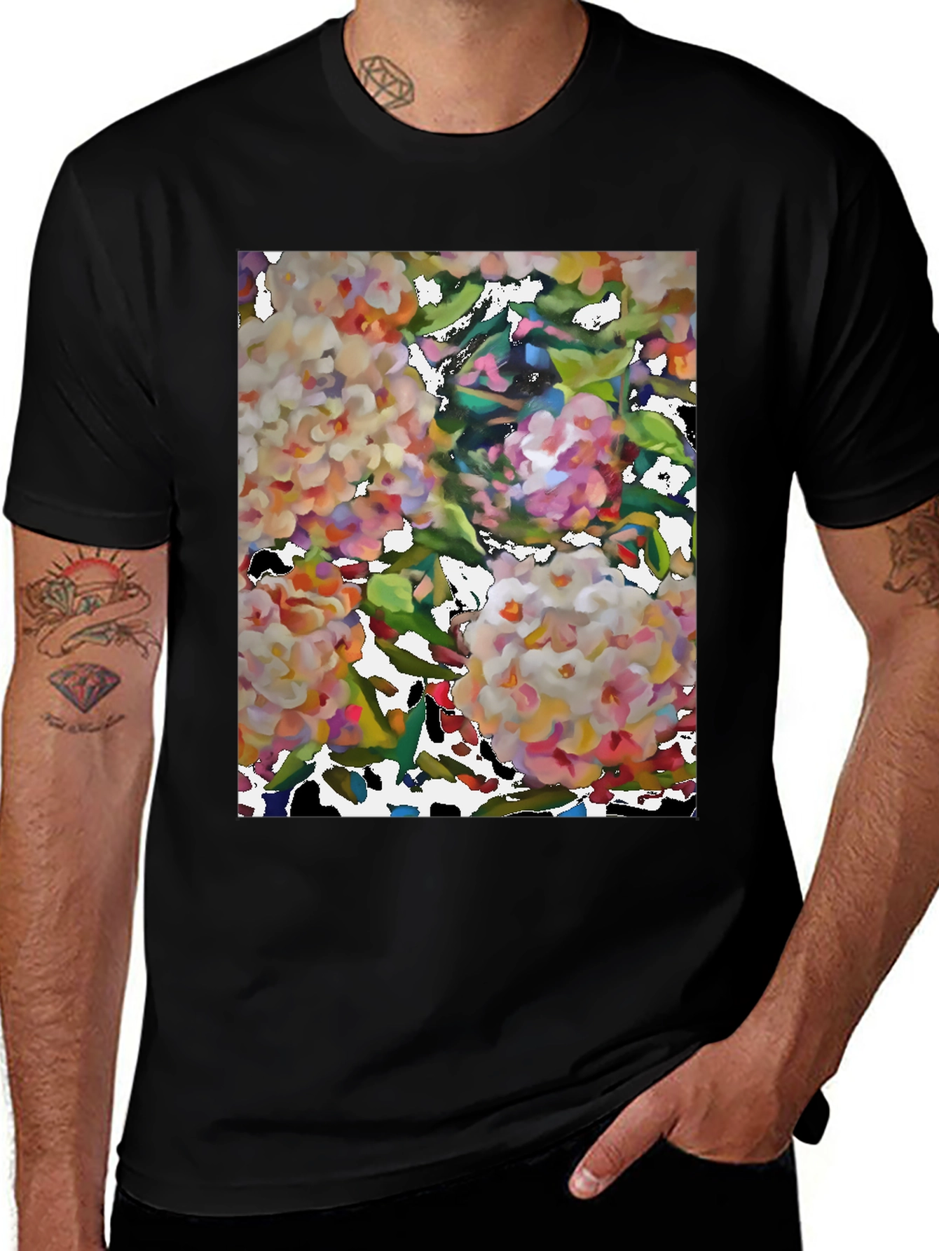 Variant 9 of Floral Art Black T-Shirt