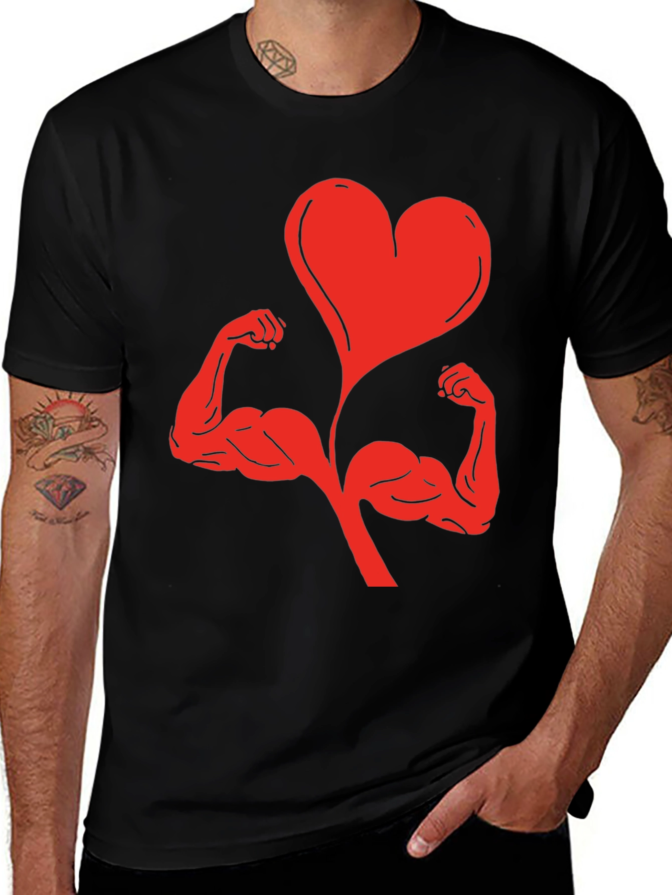 Variant 4 of Muscle Heart T-Shirt - Gym Love Black Tee