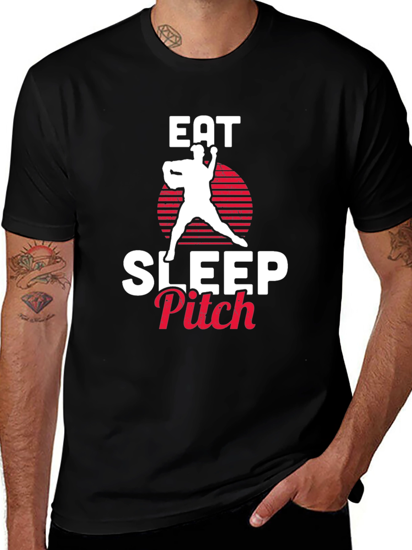Eat Sleep Pitch T-Shirt - Baseball Pitcher Tee