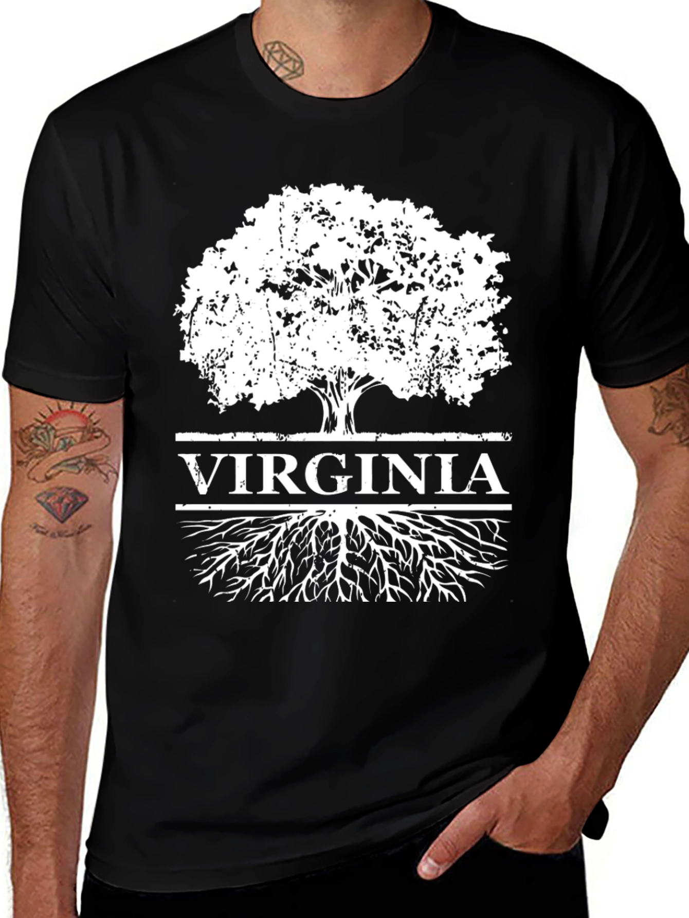 Variant 29 of Virginia Roots Tree Black T-Shirt