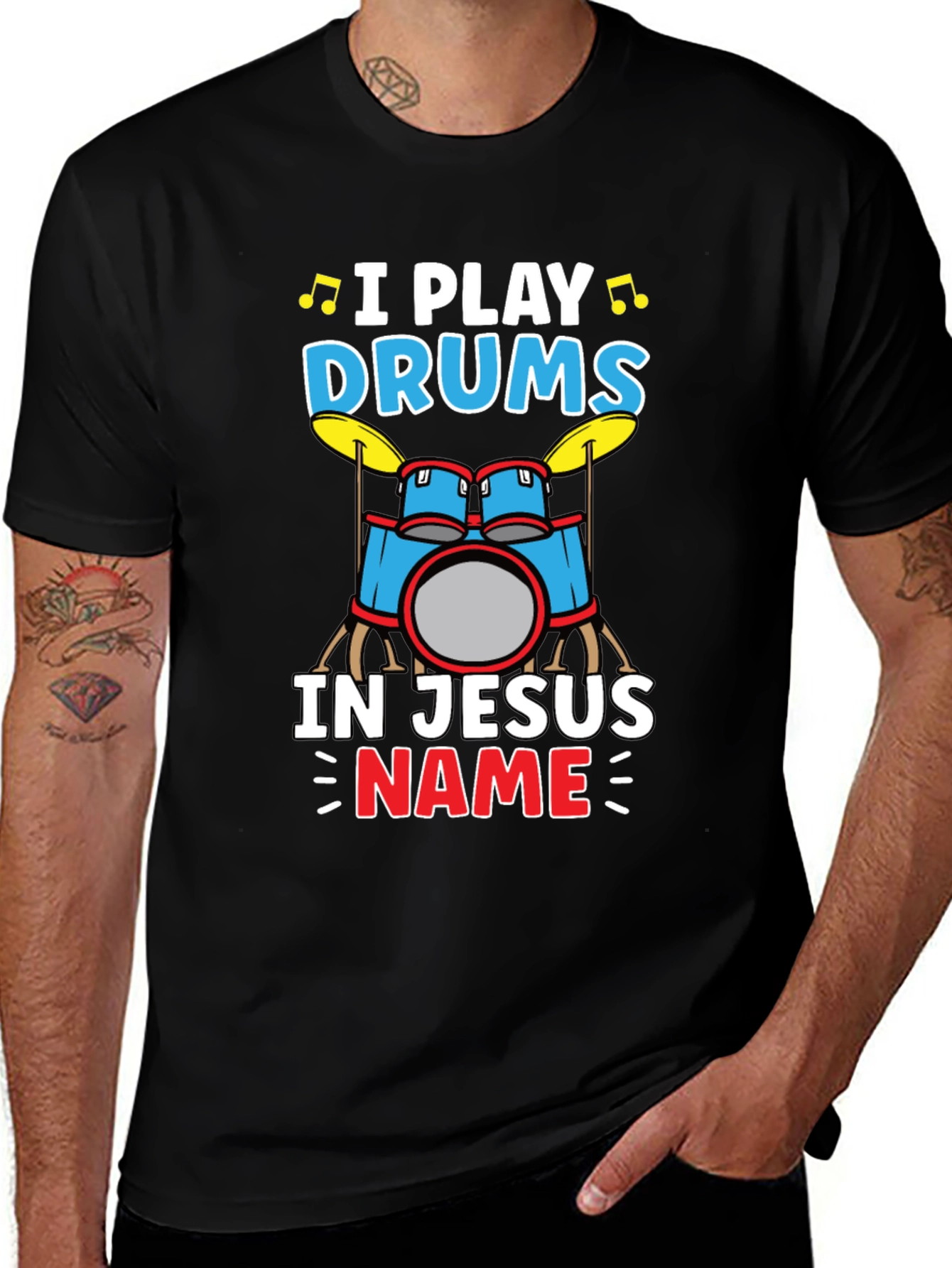 Variant 25 of I Play Drums in Jesus Name T-Shirt