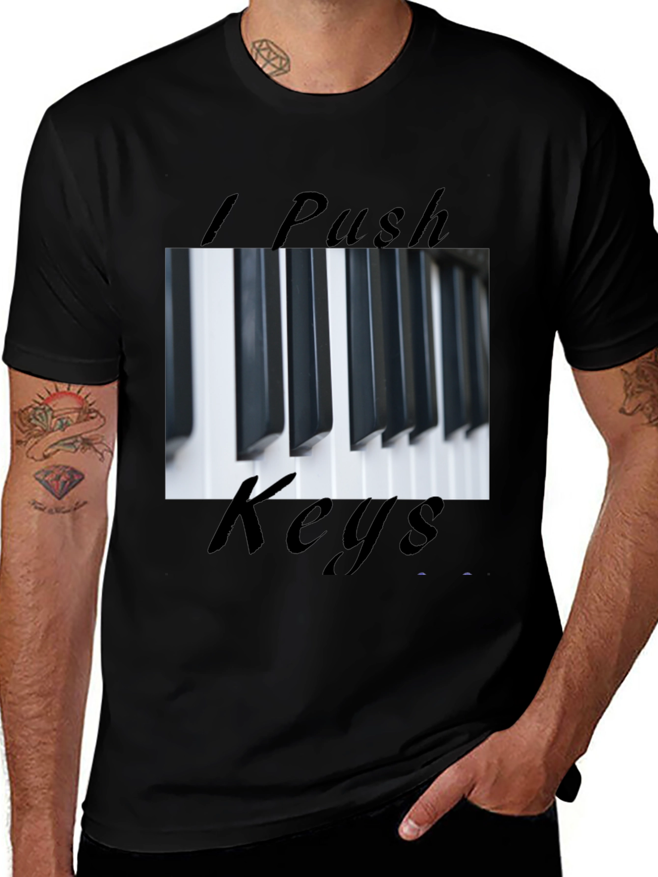 Variant 7 of I Push Keys Graphic Tee - Music Lover T-Shirt