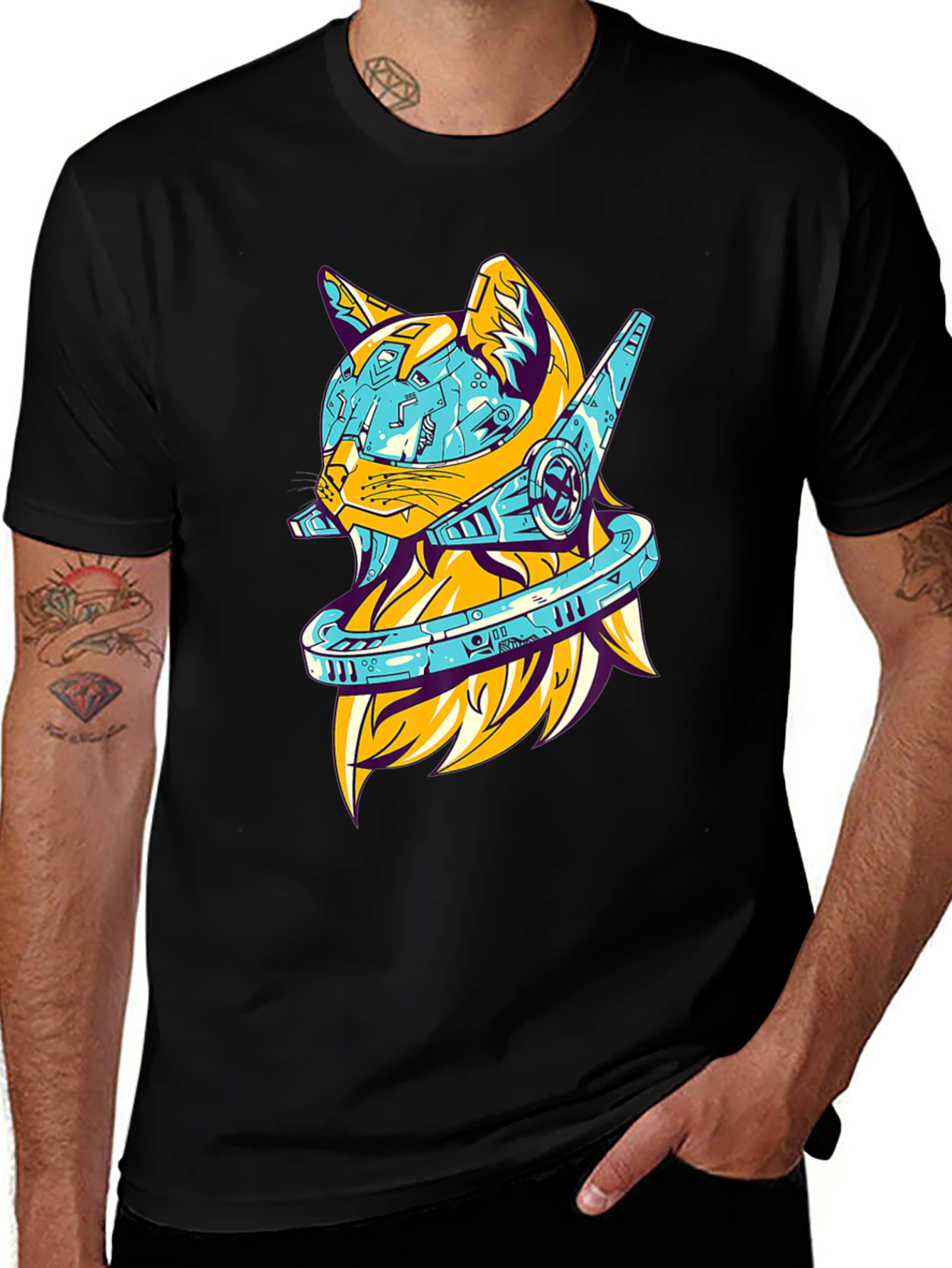 Variant 24 of Cyber Cat T-Shirt - Futuristic Feline Design