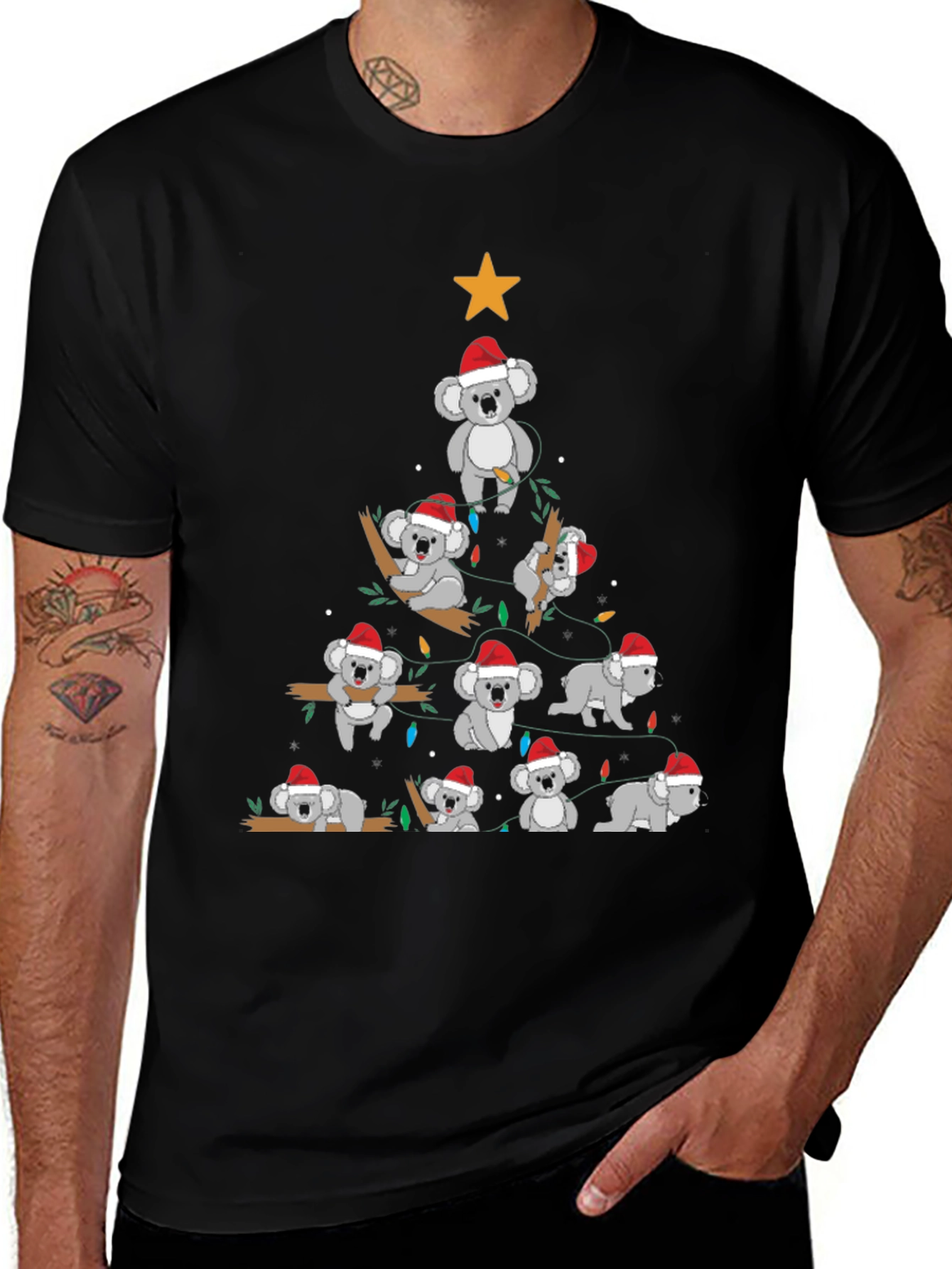 Variant 16 of Koala Christmas Tree Black T-Shirt