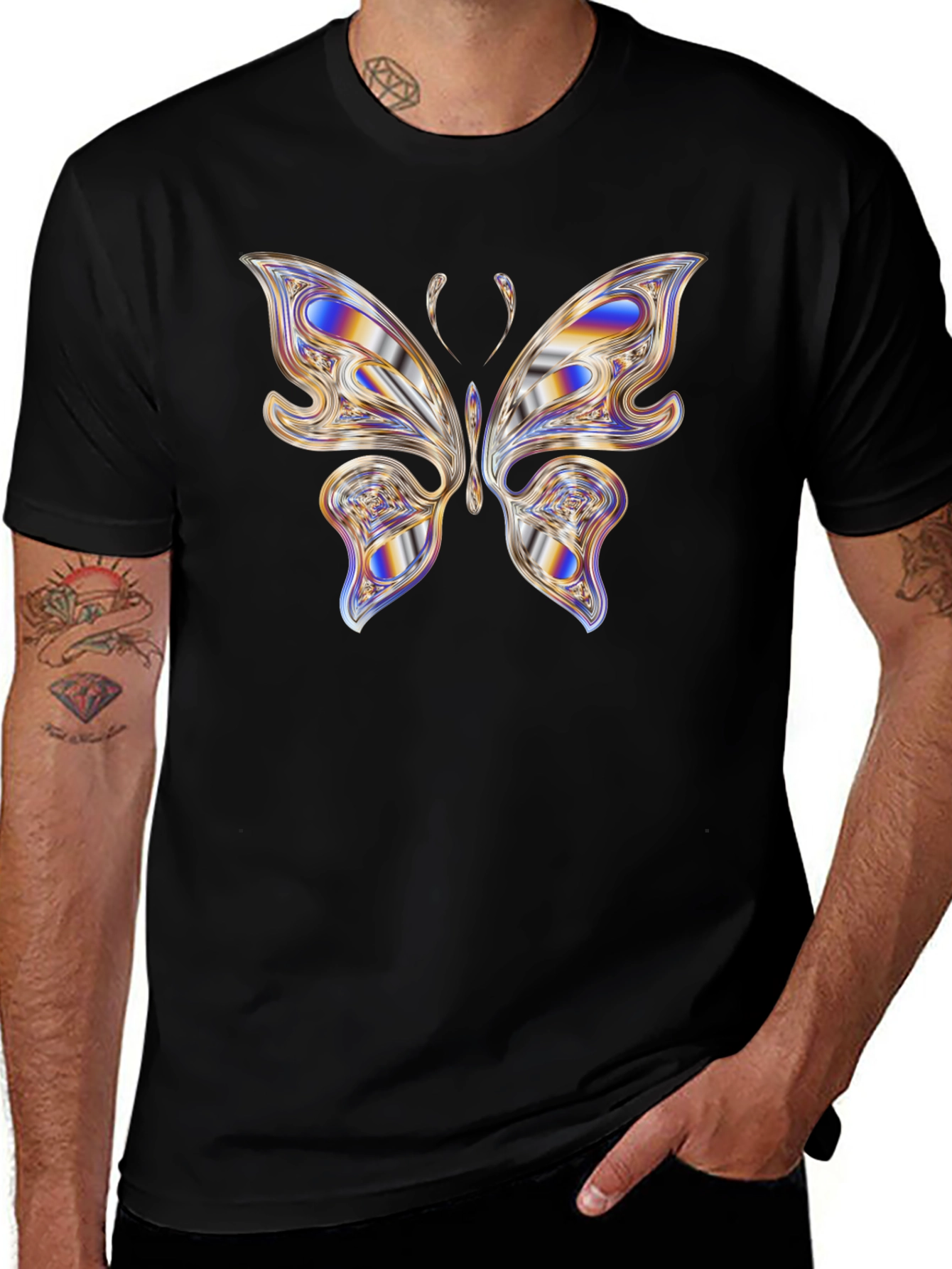 Variant 14 of Butterfly Graphic Black T-Shirt