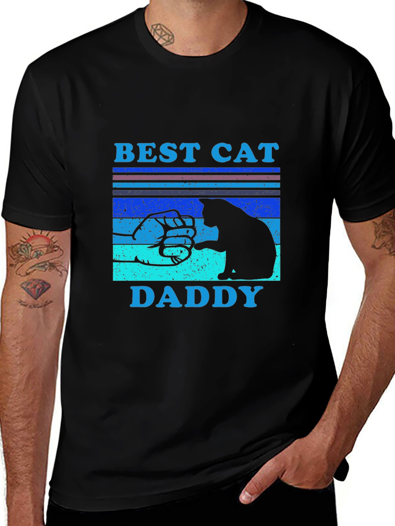 Black Best Cat Daddy T-Shirt - Cat Lover Gift main image