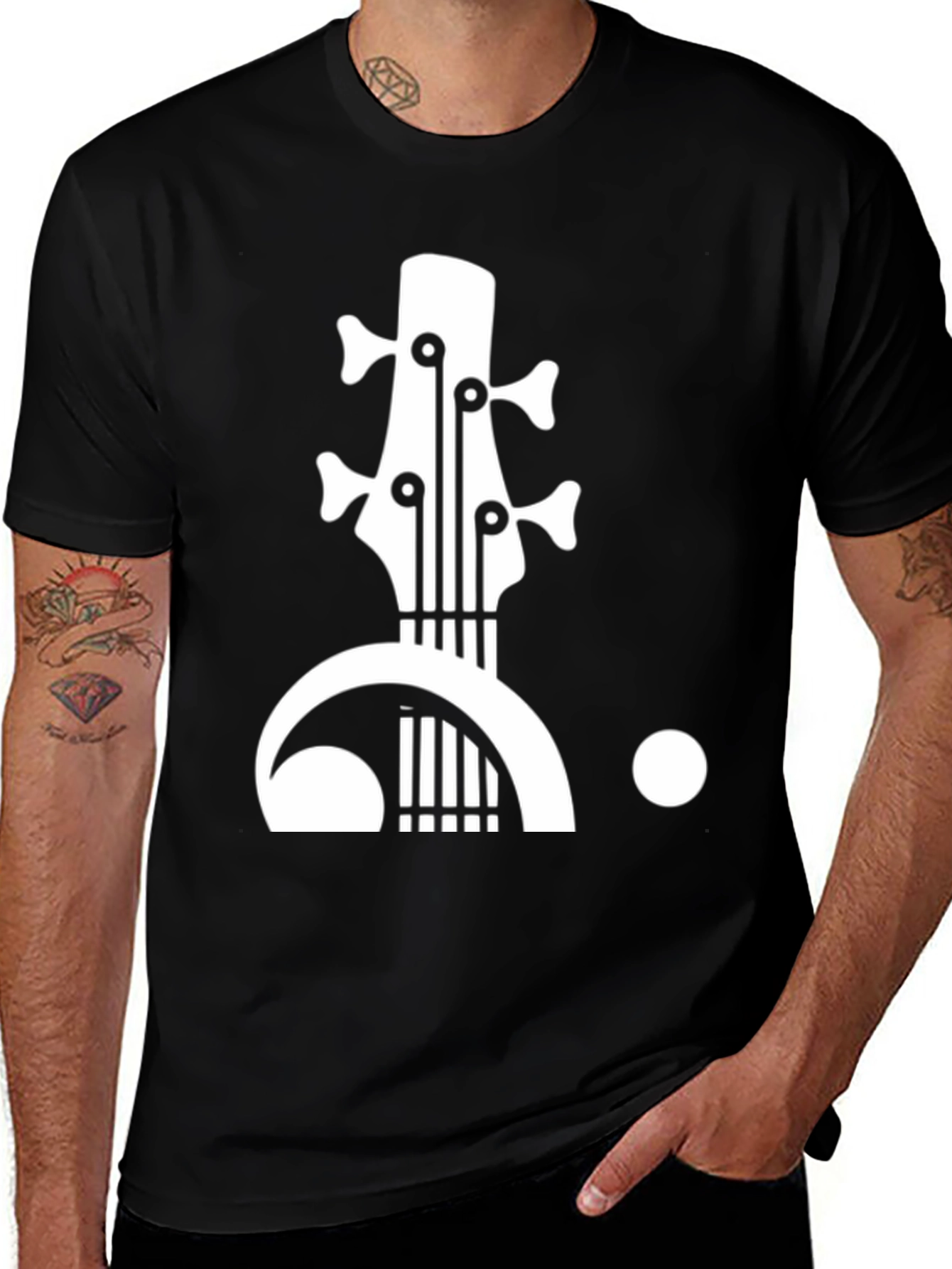 Variant 13 of Bass Guitar Graphic Black T-Shirt