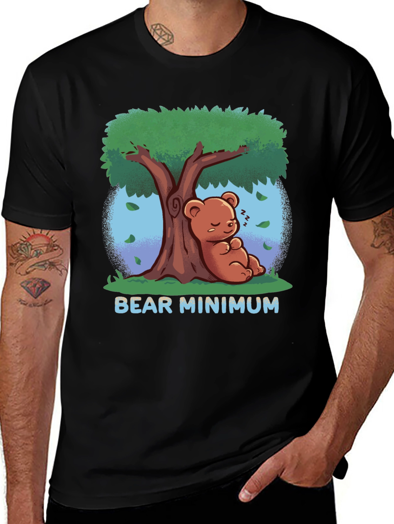 Variant 2 of Bear Minimum T-Shirt - Relaxed Cartoon Bear Under Tree