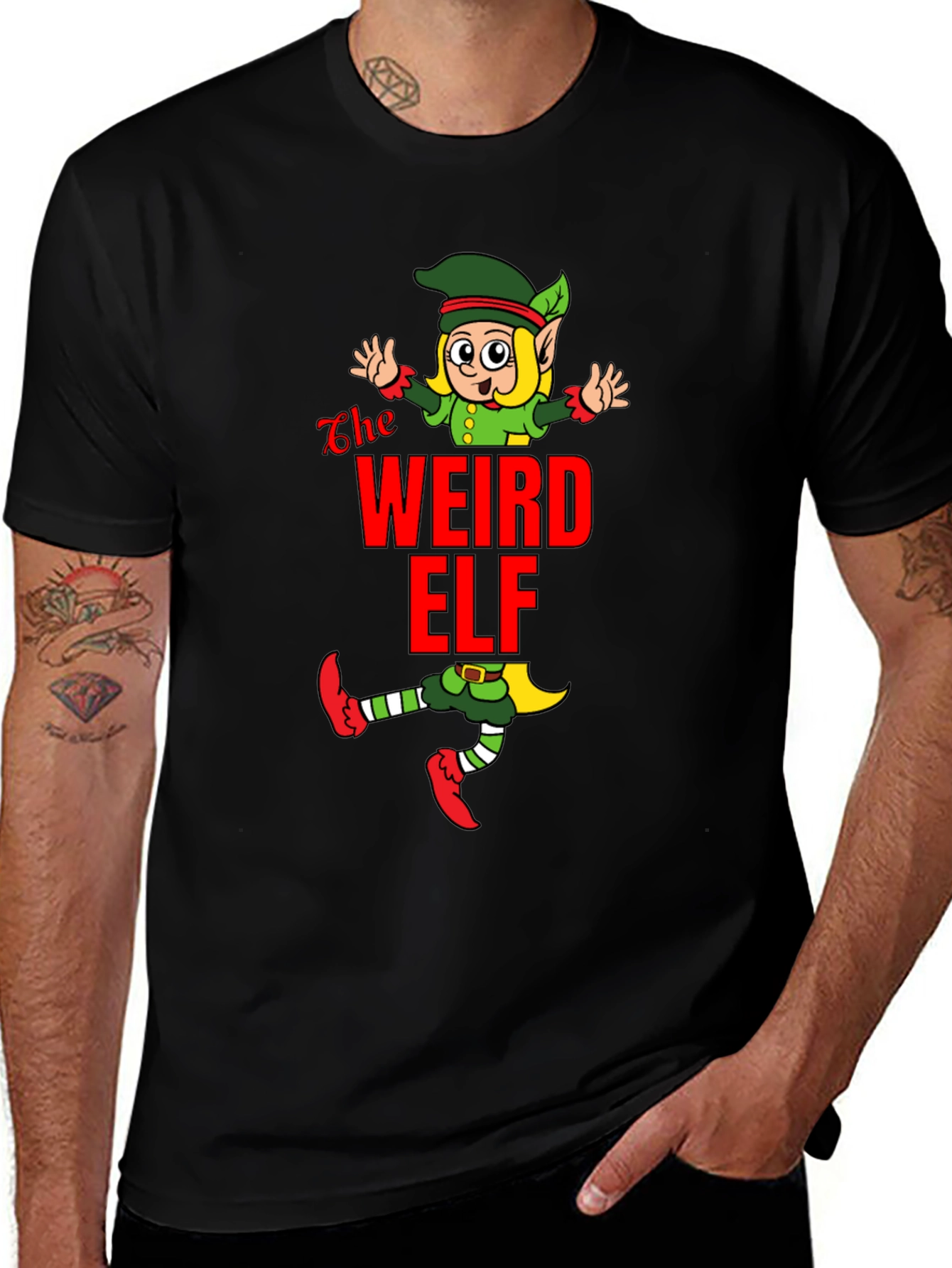 Variant 20 of Weird Elf Graphic Tee - Funny Holiday Shirt